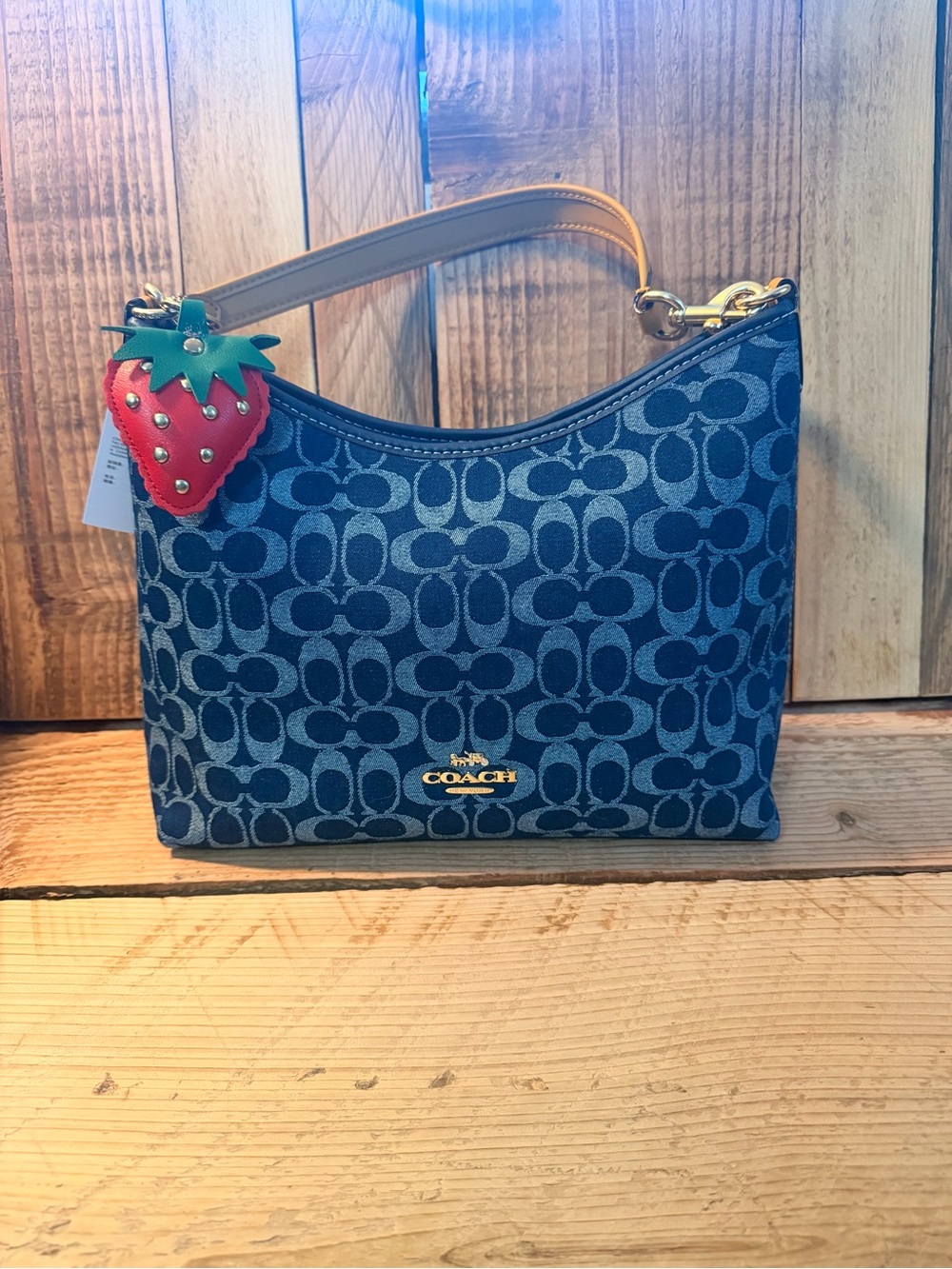 Coach Laurel Signature Denim Shoulder Bag 🍓👖🤍